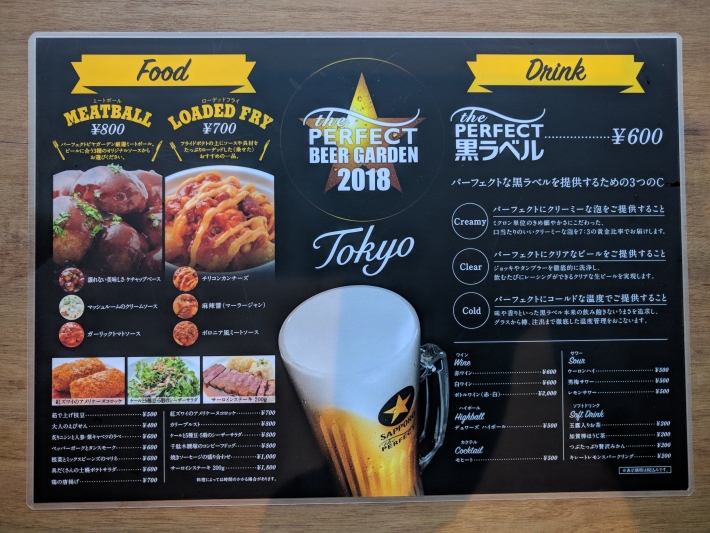Perfect Beer Garden新宿のメニュー
